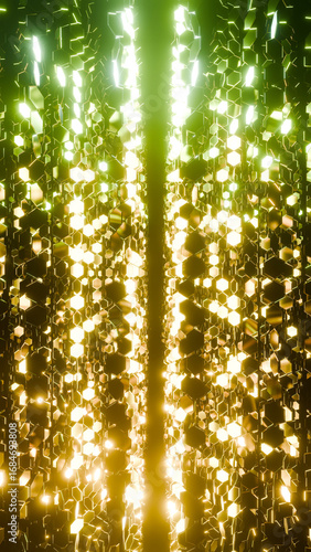 Drifting Through A Glowing Golden Hexagonal