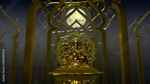 Lord Ganesha Illuminated In Festival