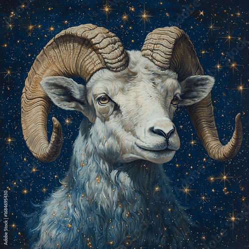 Aries zodiac, constellation. Astronomy. AI generative