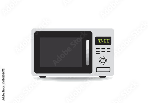 A gray microwave displays 1000 in green digital numbers on its panel