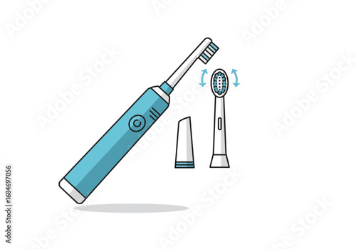 An electric toothbrush with a detachable head showcasing a rotational cleaning motion