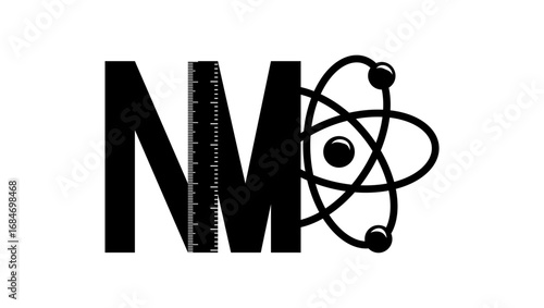 nanometer symbol, black isolated silhouette