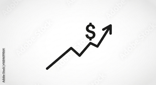 Dollar growth chart icon for financial success and investment performance analysis and business profit increase
