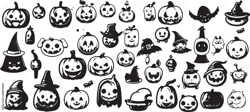 Halloween Pumpkins Vector – Jack O Lantern Faces, Scary Expressions, Spooky, Cartoon, Funny, Cute, Minimal, Flat, Outline, Icon, Symbol, Black and White, Illustration, Autumn, Holiday, Creative Design Halloween Pumpkins Vector – Jack O Lantern Faces, Scary Expressions, Spooky, Cartoon, Funny, Cute, Minimal, Flat, Outline, Icon, Symbol, Black and White, Illustration, Autumn, Holiday, Creative Design