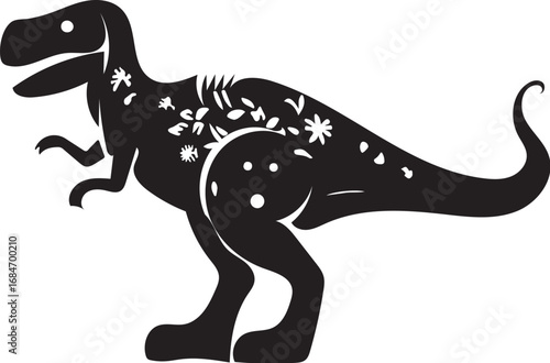 Majestic tyrannosaurus rex dinosaur silhouette vector art on white background