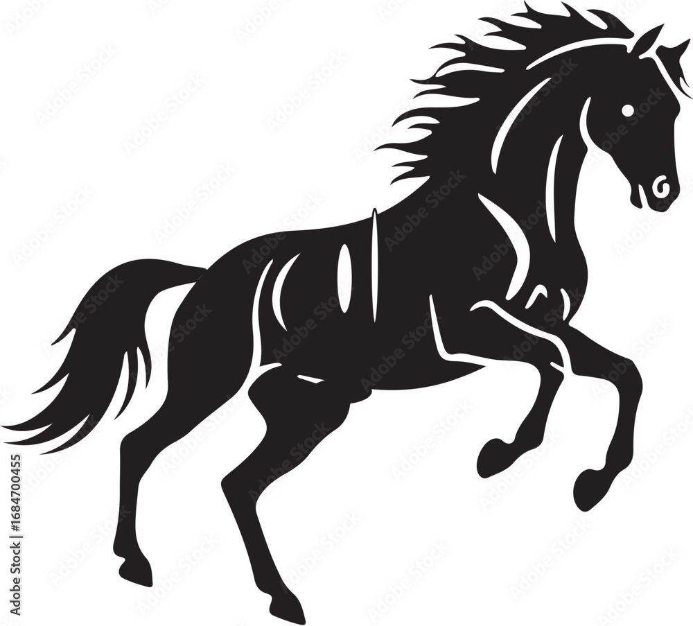 Obraz premium Elegant horse in profile a classic silhouette against a clean white background