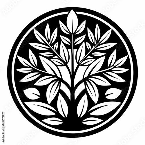 Zenflora Circle Art vector clean black silhouette design white background