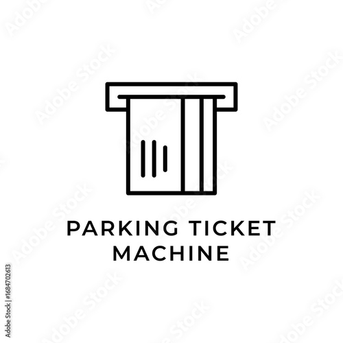 Parking Ticket Dispenser Machine Line Icon. Barrier Entry System and Access Control.