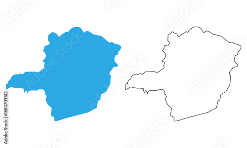 Map of the state of Minas Gerais, Brazil. Map with detailed outline and blue silhouette	