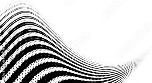 Wavy Black Halftone Pattern on White Background, Abstract Design