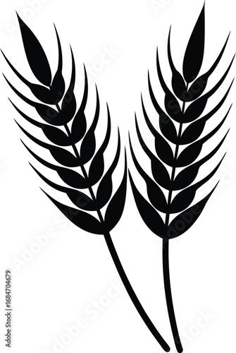 Gold vector illustration of a wheat plant with a ripe grain ear