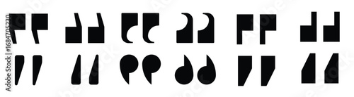 Abstract Quotation Marks Set. Set of quote mark. Quotes icon vector set. Quote marks outline, speech marks, inverted commas or talking marks collection. Talk bubble speech icon. Vector illustration