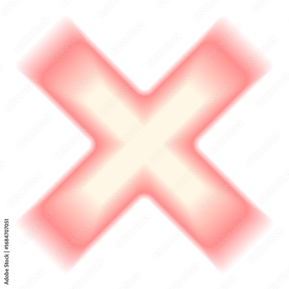 Obraz premium Blur gradient cross shape. Retro light geometric forms. Red icon isolated on transparent background. Trendy effect figure with blurry texture. Vector illustration.