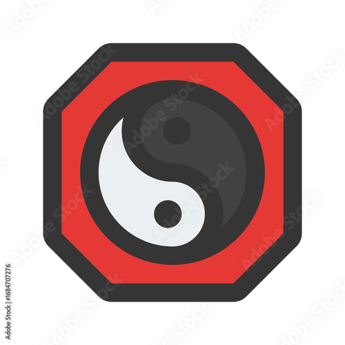 yin yang outline fill icon
