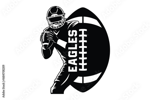 Eagles Football Player Silhouette – Quarterback Throwing Illustration