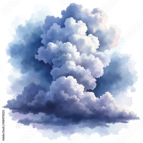 Vector watercolor storm cloud illustration
