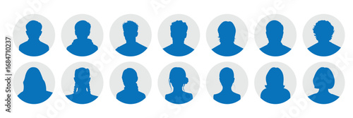 Empty avatars set. Monochrome Face Placeholders icons. Vector Male and female "no photo" images for unfilled user  . person icon, profile picture. people icon . 