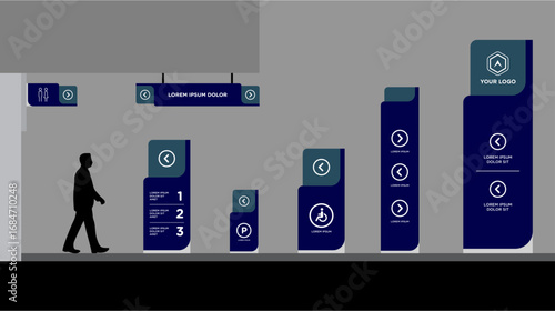 Exterior and interior signage template set corporate identity