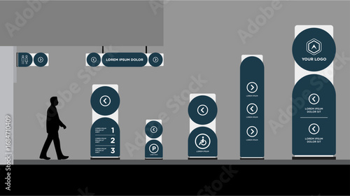 Exterior and interior signage template set corporate identity