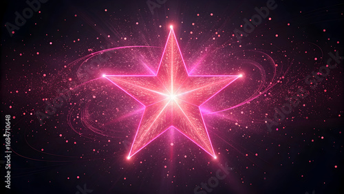 Wallpaper Mural Glowing Pink Neon Star Flare with Sparkling Particle Dust and Swirling Light Trails on Dark Background a Vibrant Cosmic Design Element Torontodigital.ca