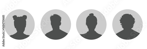 woman and man silhouette avatars or profile gray icon. male and female portraits, anonymous people icons different styles,  square, circle shape . eps 10 