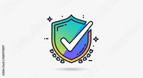 Security shield with check mark vector illustration for antivirus protection and data privacy concept design
