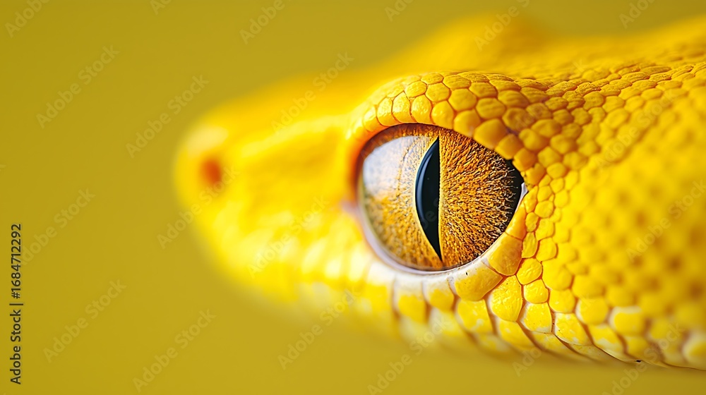 Fototapeta premium Vibrant yellow pit viper eye macro close up