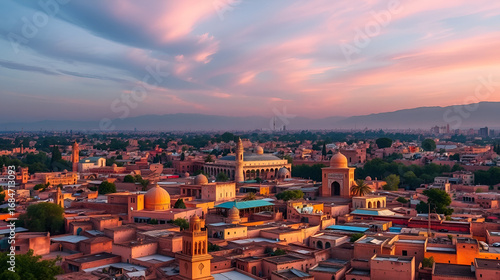 Mesmerizing view of the ancient city Marrakesh, an imperial city in Morocco with historical sights