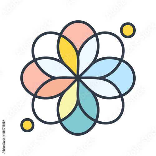 Geometric Flower Design Vector. Abstract Floral Pattern. Mandala Ornament Illustration