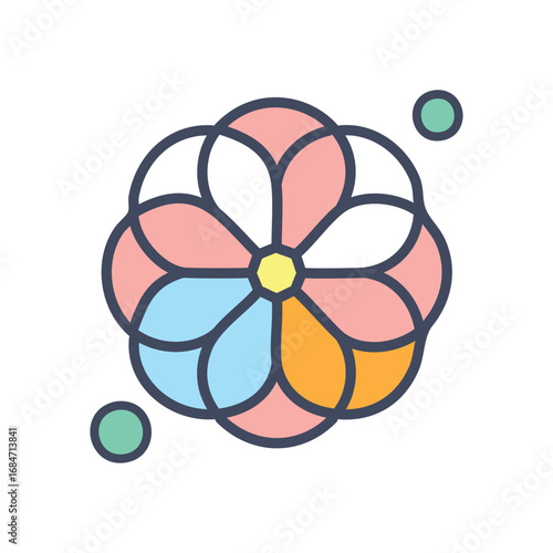 Geometric Flower Design Vector. Abstract Floral Pattern. Mandala Ornament Illustration