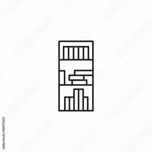 bookshelf with books icon sign vector