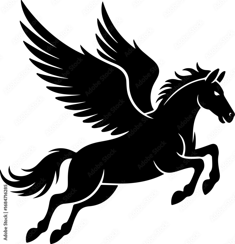 Fototapeta premium flying pegasus silhouette vector illustration