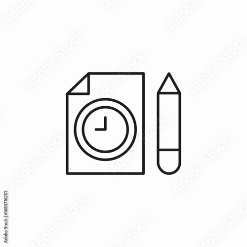 document and pencil with clock icon sign vector