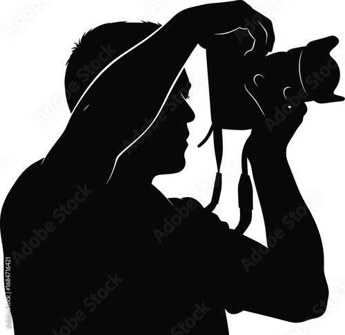 Silhouette of a photographer taking a picture, capturing a moment in time with passion and creativity