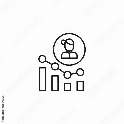 female business growth icon sign vector