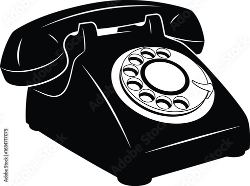 An vector illustration of a vintage rotary telephone, a classic communication device from past