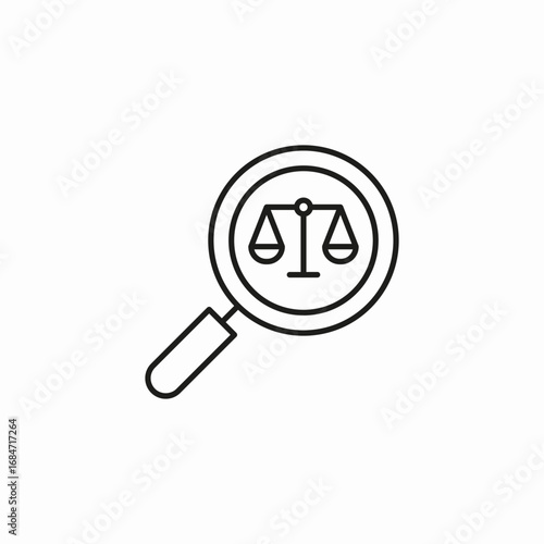 legal research magnifier icon sign vector