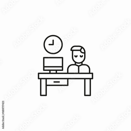 male desk clock icon sign vector