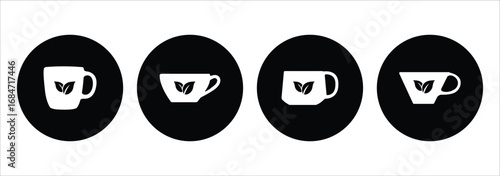 Coffee cup icon set. Cups of coffee tea collection. Hot drink icon . Simple black and white icon of a steaming cup of coffee . eps 10