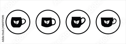 Coffee cup icon set. Cups of coffee tea collection. Hot drink icon . Simple black and white icon of a steaming cup of coffee . eps 10