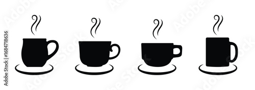 coffee cup icon vector for web and mobile app. cup a coffee sign and symbol . Cup coffee icon. Silhouette tea cup symbol, cup a coffee icon silhouette . eps 10  

