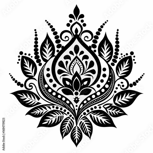Henna designs vector clean black silhouette design white background