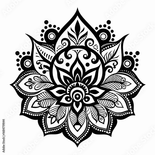 Henna designs vector clean black silhouette design white background