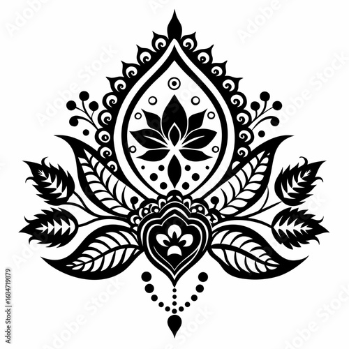 Henna designs vector clean black silhouette design white background