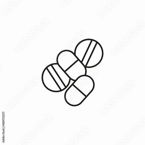 assorted pills capsules icon sign vector