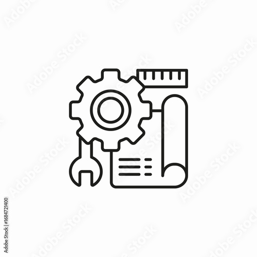 blueprint wrench gear icon sign vector