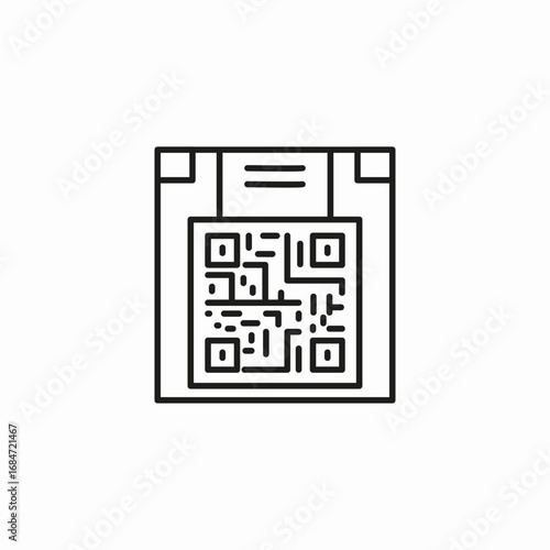 box with qr code icon sign vector