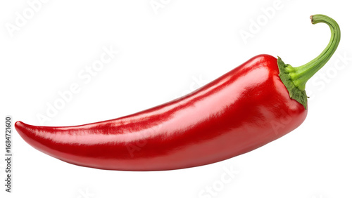 A vibrant fresh red chili pepper isolated on transparent background. © GHUN