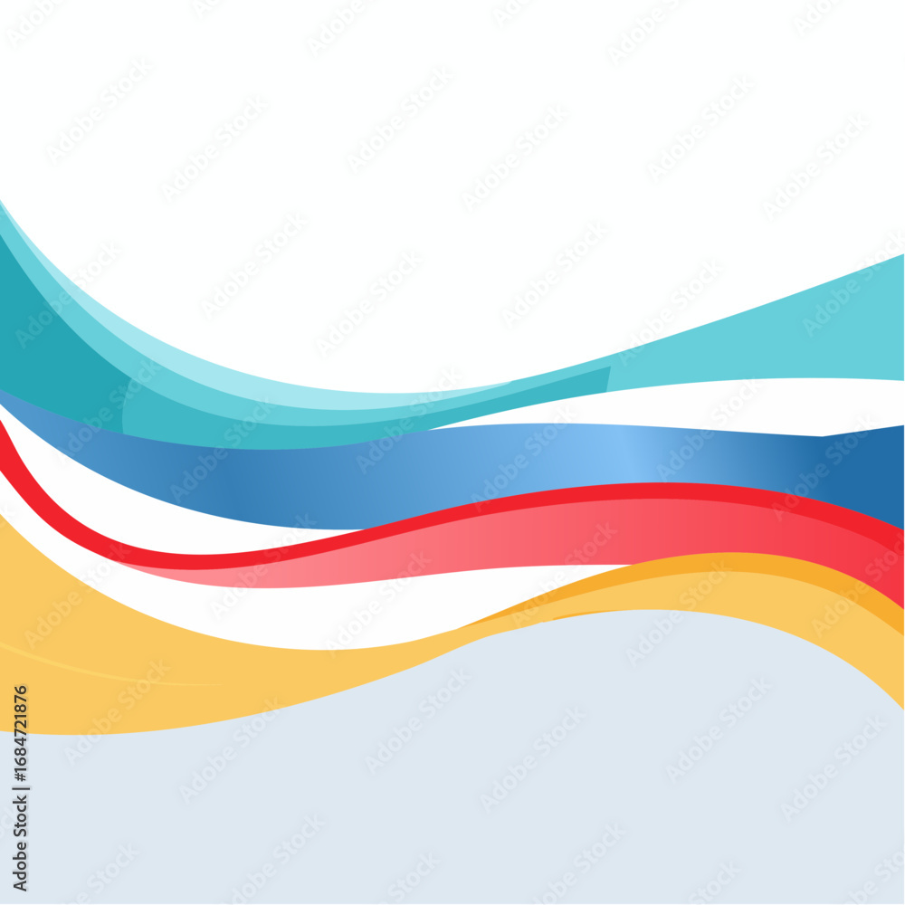 Fototapeta premium Abstract vector fluid ribbon waves with layered colorful gradients and smooth flow. Clean and versatile for branding, posters, and web.