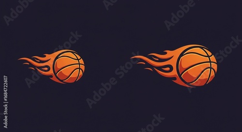 Dynamic flaming basketball soaring through air igniting passion for the game